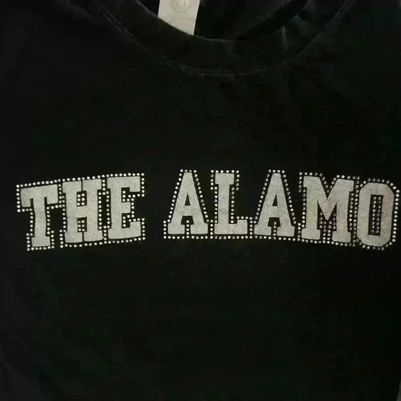 The Alamo Y2K Black T-Shirt Souvenir Rhinestone Embellished Short Sleeve Sparkle - Picture 4 of 5